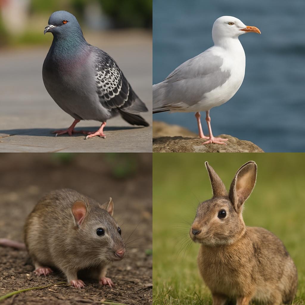 Régulation des nuisibles Pigeon, Goélands, Rats et lapins